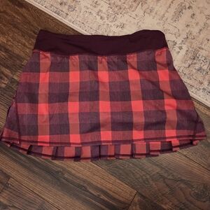 Lululemon Athletica Yama Check Heathered Flaming Tomato Skort
